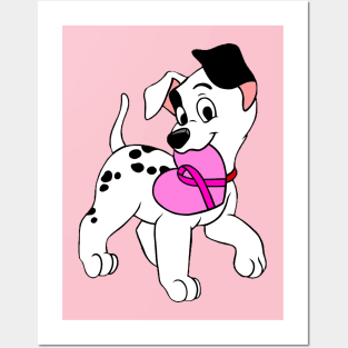 Dalmatian with pink Awareness ribbon Posters and Art